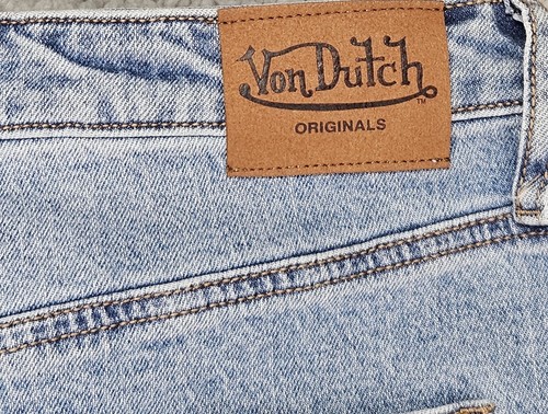 Von Dutch Damen Extra Wide Leg Flare Jeans 30 Patch Logo bestickt Y2K Neu mit Etikett - Bild 12 von 15