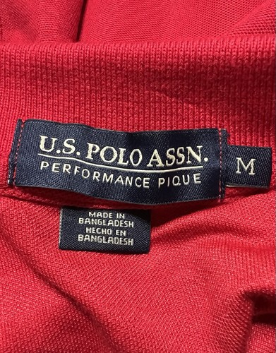 US Polo ASSN Performance Pique Mens Size M Red Short Sleeve Button Golf Polo - Picture 8 of 17