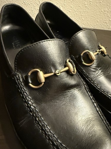 Gucci Men’s Horsebit Loafers Size 10.5 Black Leather Slip On Dress Shoes - Picture 6 of 12