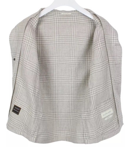 SUITSUPPLY Greenwich Camicia Giacca Uomo 50 Lino Lana Tacca Bavero Sfoderato INDOSSATO 1x - Foto 3 di 9