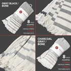 New 8-PK KitchenAid Cotton Terry Kitchen Towels Striped Fringe Black Gray / Bone