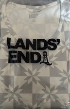 Lands End Size 3x Supima Cotton Short Sleeve Mid-Calf Nightgown Silver Quilt