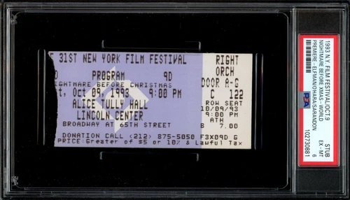 THE NIGHTMARE BEFORE CHRISTMAS / 1993 World Premiere Movie Ticket Stub, PSA 6