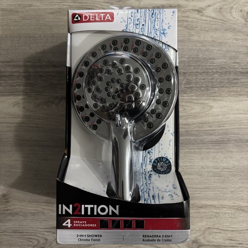 NEU DELTA IN2ITION DUAL DUSCHKOPF 1,75 GPM 4 EINSTELLUNGEN - Chrom - 75955 NEU