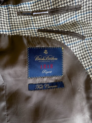 Brooks Brothers E Thomas 42S Houndstooth Check Silk Wool Linen Sport Coat Jacket - Picture 10 of 11