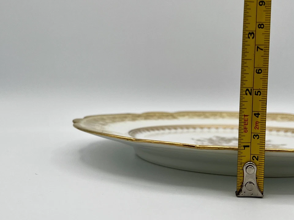 LIMOGES L.R.&L. "Antiguo plato de comedor chapado en oro de 9,5"" Francia porcelana de hueso juego de 5" Foto 3 de 4