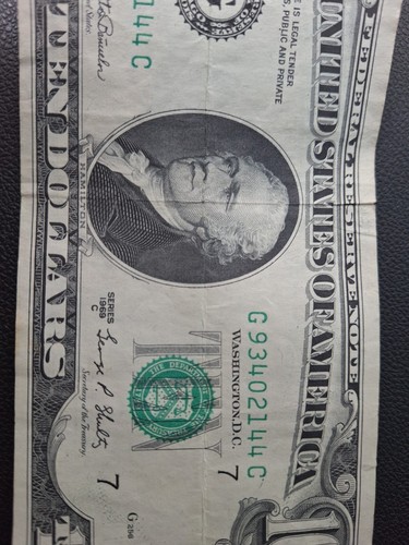 RARE 1969 US 10 Dollar Bill Misaligned Misprinted Miscut Offset Error Note $10 - Picture 3 of 3