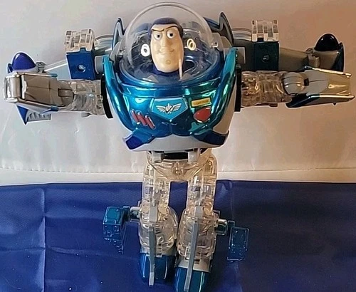 Vintage Buzz Lightyear Metal Morpher Pixar Toy Story Clear Blue Transformer Ship