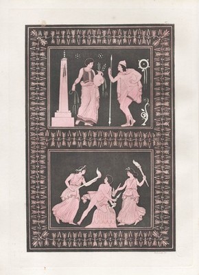 ancient Greek tragedy Griechenland Aquatinta Radierung Ferrario 1820