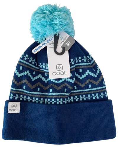 Kohle Winter Strick Beanie Strumpf Mütze dunkelblau Fjord neu mit Etikett abnehmbarer Bommel - Bild 2 von 3