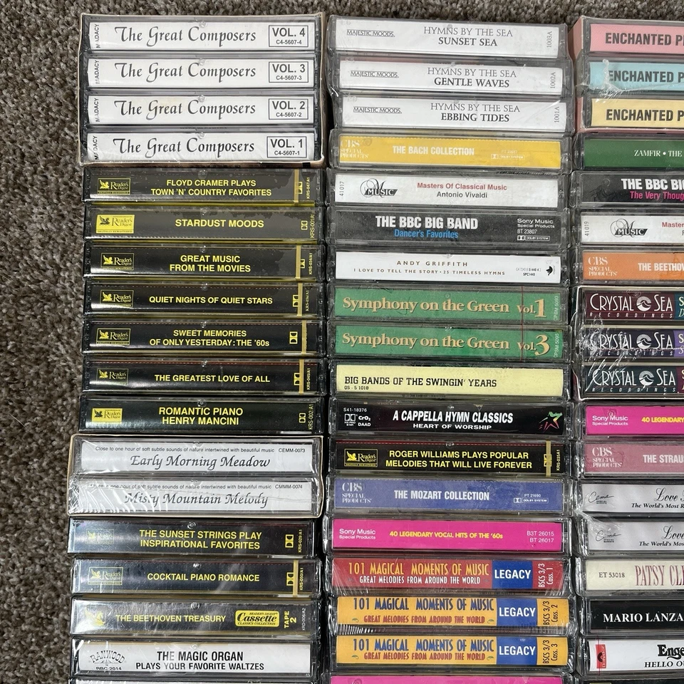 Lot of 243 Vintage Sealed Cassette Tapes Classical, Christmas, Jazz, Rock&Roll Foto 2 de 4