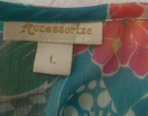 ACCESSORIZE GRANDE ABITO BLU COPRICOSTUME ESTIVO SPIAGGIA CAFTANO DONNA UK 14 - 16 - Foto 6 di 9