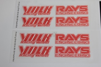 4 x VOLK RAYS TE37  Wheel Rim Red Decals Stickers Saga Ultra XT V NEW AUS