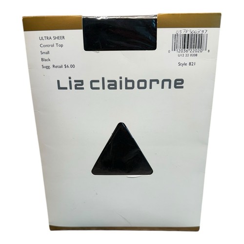 Collant Liz Claiborne Style 821 Ultra Trasparente Controllo Top Piccolo Nero NOS - Foto 1 di 2