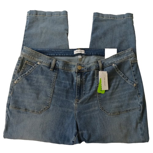 Pantalones de mezclilla para mujer Lane Bryant calce exclusivo tiro medio recto talla 24 lavado medio nuevos con etiquetas - Imagen 3 de 10