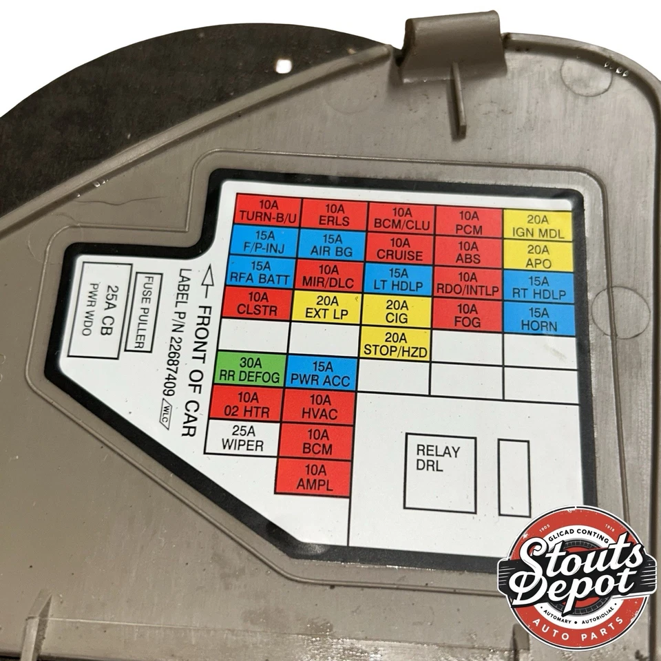 95-01 2002 2003 2004 2005 Chevrolet Cavalier caja de fusibles cubierta de puerta moldura OEM Foto 2 de 4