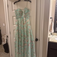 Allure Bridals Style 1438 Strapless Long Floral Chiffon Bridesmaid Dress