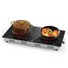 Hobsir 2 Burner Electric Cooktop 110v, Double Electric 24inch-2 zone with menu