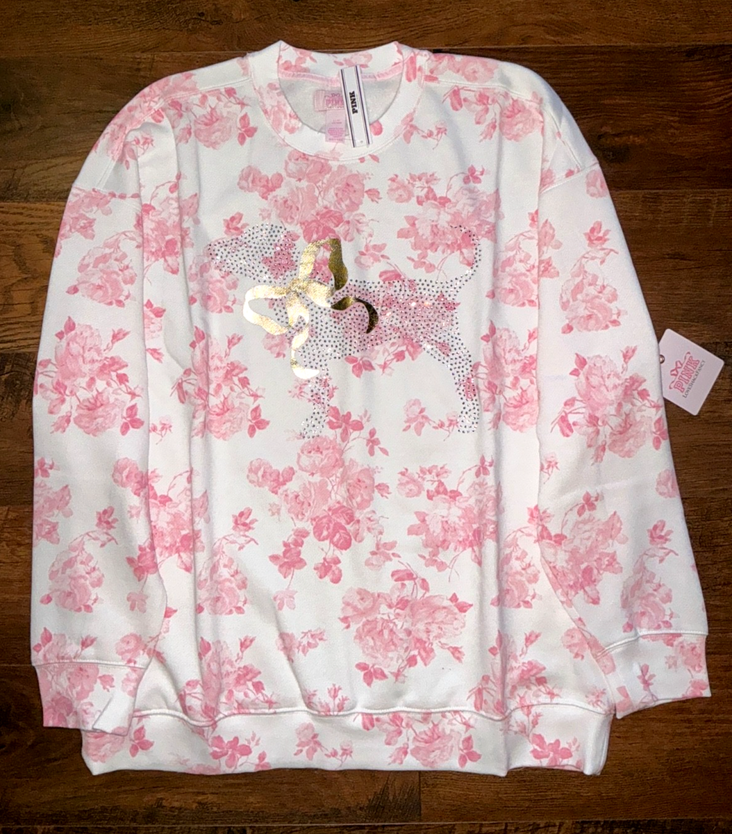 【新品、タグ付】Vanity Pet 　Check Flower Sweat Victoria's Secret Pink x LoveShackFancy Bling Puppy Floral Campus