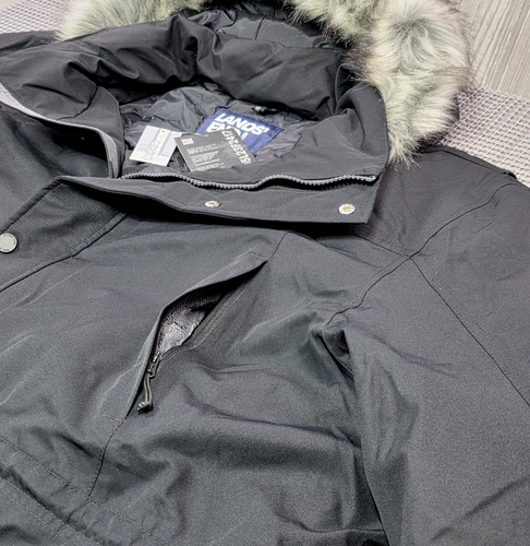 Lands' End Men's Expedition Down Winter Parka Black 3XL Fur Hood 600 FP NWT 359 - Picture 5 of 24