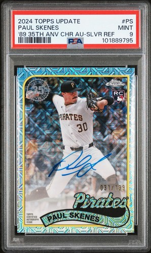 /199 Paul Skenes 2024 Topps Update Auto 1989 35th Anniversary Chrome Ref. PSA 9 - Picture 2 of 3
