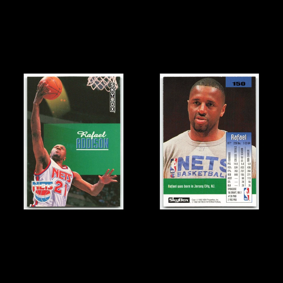 Rafael Addison #150 1992 SkyBox New Jersey Nets Basketball Card NBA NM - Image 3 of 3