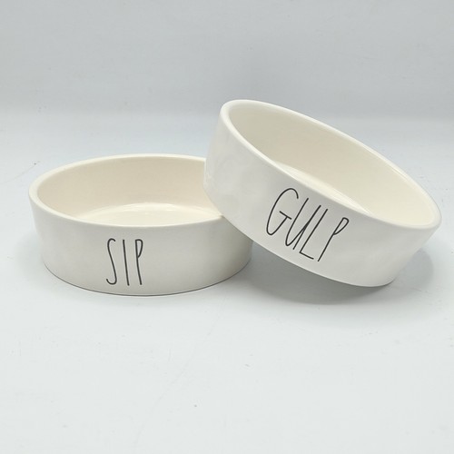 Rae Dunn Artesanal Sip or Gulp Marfil Cerámica Gato/Perro Cuenco 4.75" x 1.5" Tu Elección
