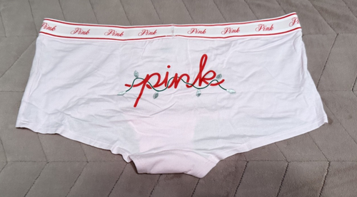Victoria's Secret ROSA Logo Rosa Claro Algodón Boyshort Panty ~ GRANDE ~ ¡NUEVO CON ETIQUETAS!