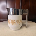 Vintage GEMCO Gold Butterfly Corning Corelle White Milk Glass Creamer