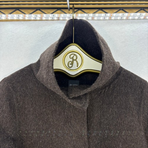 Eileen Fisher Coat XS Alpaca Wool Blend Button Front Gray Brown Minimalist - Picture 6 of 13