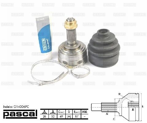 GELENK ANTRIEBSWELLE WHEEL SIDE PASCAL G14006PC I FÜR HONDA CIVIC IV,CONCERTO - Bild 2 von 6