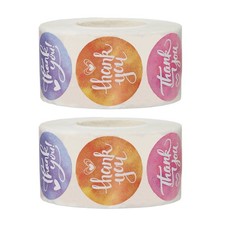 2 Roll/1000 Pcs 1 x 1 Inch Thank You Stickers Self-Adhesive Gradient Multicolor