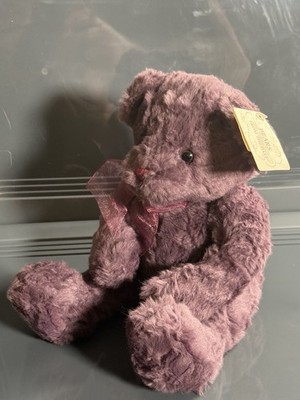 Russ Bears from the Past BEARBERRY Purple Bear RETIRED Handmade VTG Seated Bow