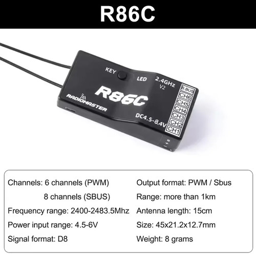 Receptor receptor Radiomaster R81 R84 R86 R86C R88 V2 4 canales 6 canales 8 canales 16 canales - Imagen 7 de 26