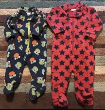 New Born 0 - 3 Months All In One Romper Suits Fleece X 2