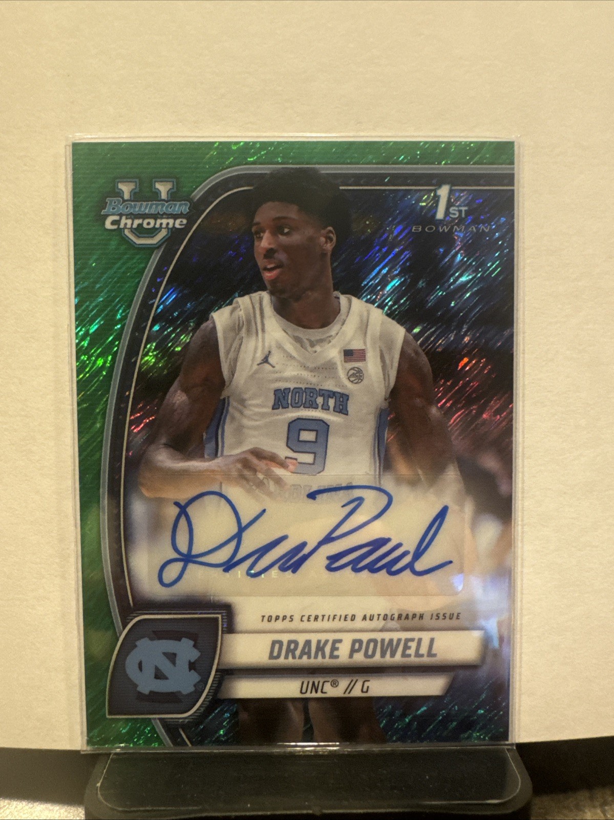 Bowman University Chrome 2024-25 DRAKE POWELL #69 Green Shimmer Refractor Auto