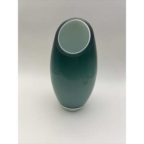 Decorative Olive Green Solid Art Glass Bud Vase Polished Bottom - Picture 3 of 13