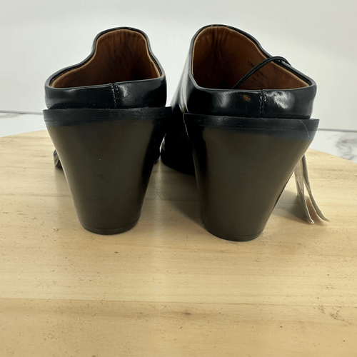 Zara Cowboy Leather Mules Size 6 Black Western Cowgirl Minimalist Old Money - Picture 6 of 12