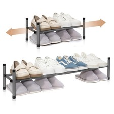 STORAGE MANIAC Expandable Shoe Rack, 4 Pairs Stackable Small Shoe Rack, Metal...