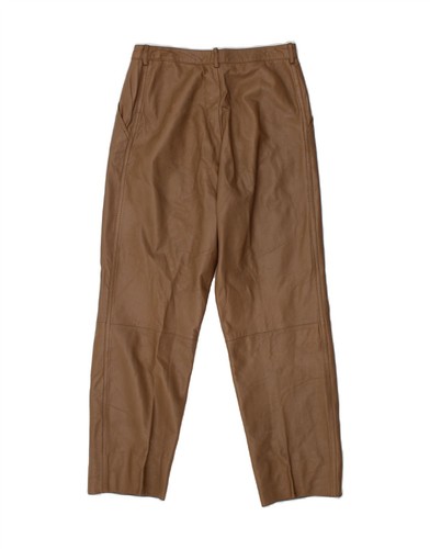 RAINBOW Womens Straight Leather Trousers IT 46 Large W32 L27 Brown CN75 - Picture 2 of 3