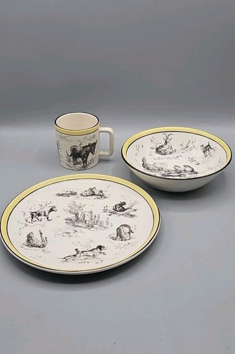 Mottahedeh Toile Farm Animals Porcelain Plate, Bowl, And Mug Made in Italy - Picture 20 of 20