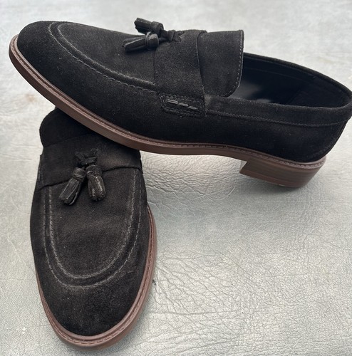 Mocassini scarpe uomo nappa scamosciata nastro rosso taglia 8 - Foto 2 di 9