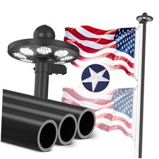 11 Gauge Heavy Duty Flagpole Kit with 136 LED Solar Light, 25FT 25FT 11 Gauge