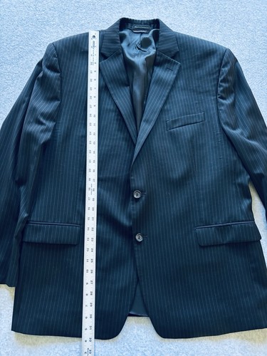 Vintage Polo Ralph Lauren Blazer Herren 46R Nadelstreifen Schwarz Wolle Jacke Sport Mantel - Bild 7 von 12