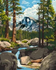 Mountain Paint by Numbers Kit for Adults Beginners, Landscape Adult Paint by Num