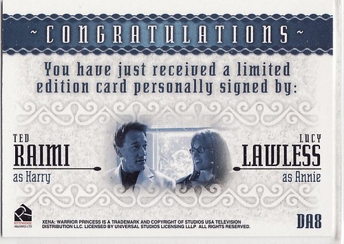 Quotable XENA Dual Autograph DA8 Ted Raimi & Lucy Lawless - Picture 2 of 2