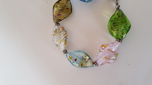 Venezianisches Murano Glas Silberfarben Armband. - Bild 5 von 5