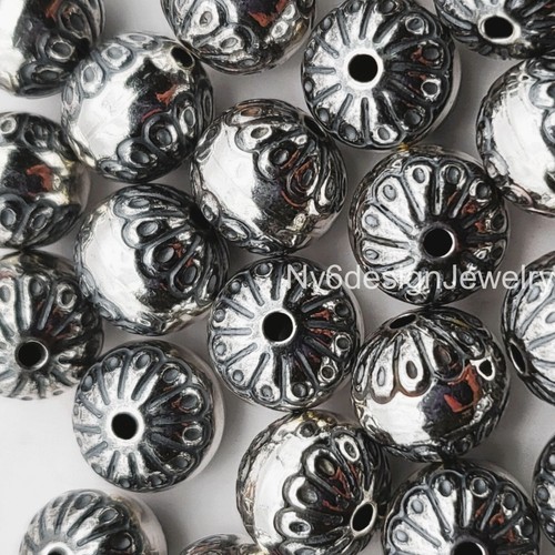 6mm Sterling Silver Pattern Beads –1.4mm Hole, 5pcs, Spacer Bead, Anti-Tarnish - Picture 4 of 5