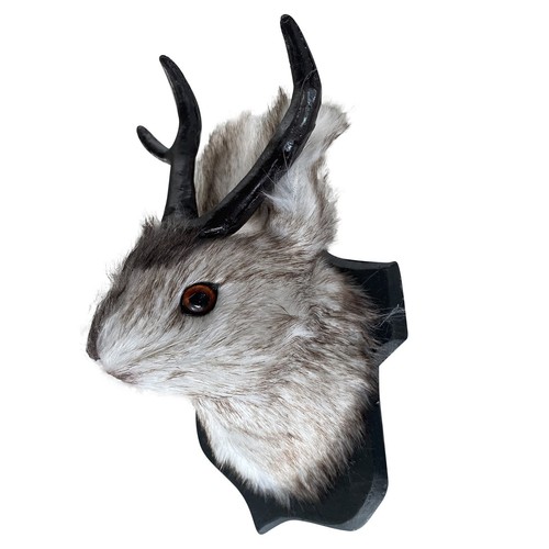 3D Wall Mounted Animal Jackalope Antler Rabbit Head Statue Sculpture Home Decor - Picture 10 of 10