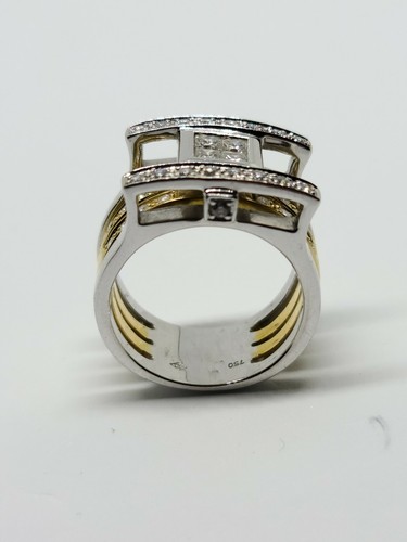 18K Yellow & White Gold Round & Princess Cut Diamond Ring Size 7.25 MSRP $3,575 - Picture 4 of 15
